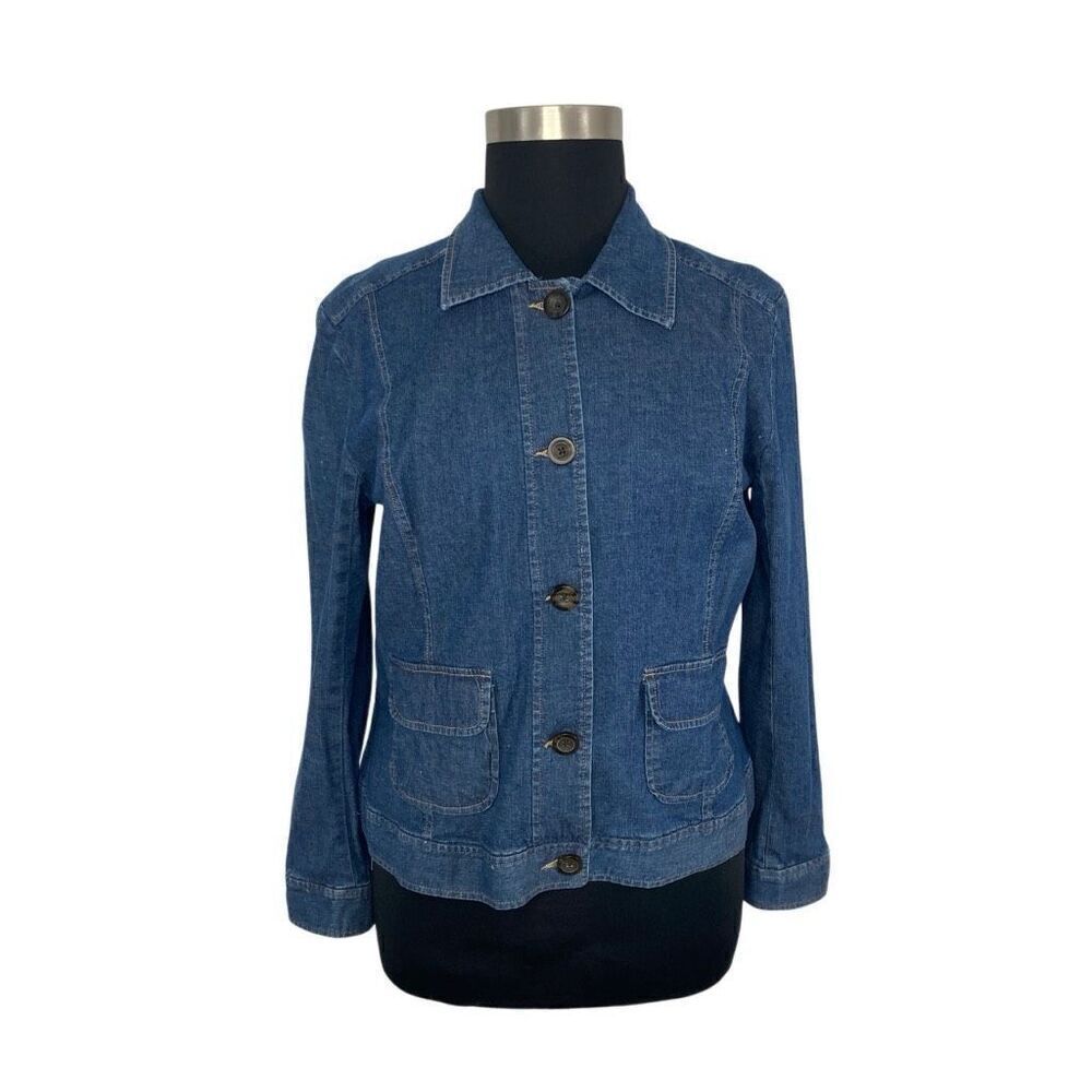 Cherokee XXL 1X Medium Wash Denim Button Down Top Y2K Big Shirt Pockets Western - Picture 8 of 10
